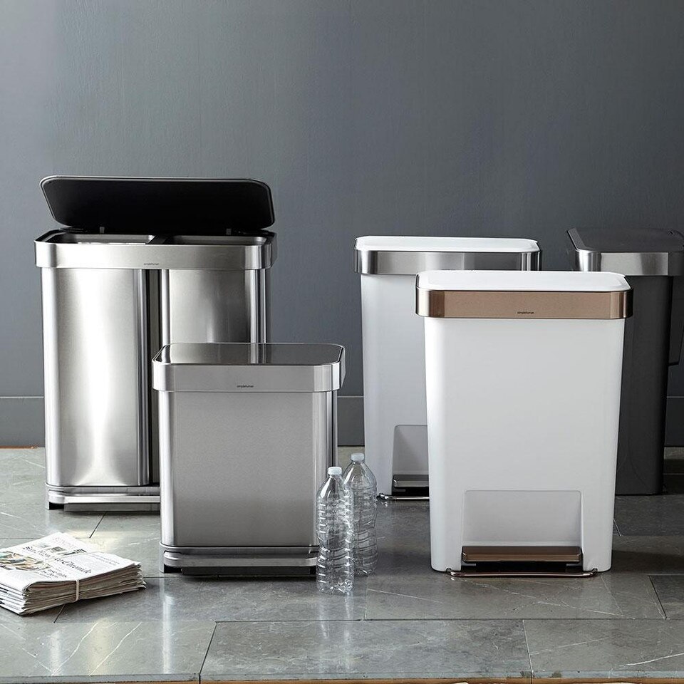 simplehuman™ Rectangular Step Rubbish Bin with Liner Pocket, Brushed StainlessSteel Williams